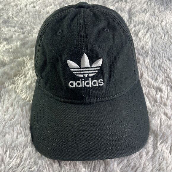 Adidas Trefoil Hat Cap Womens Adjustable Black White Strapback Retro Relaxed - Picture 2 of 10